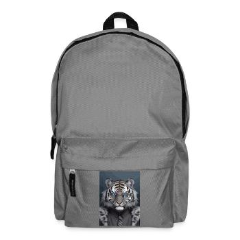 Black and grey royal tiger head with blue eyes - Backpack - elephant grey - Front