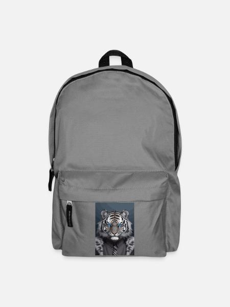 Black and grey royal tiger head with blue eyes - Backpack - elephant grey