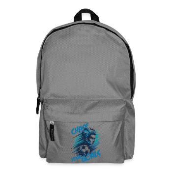 Künstlerische Fußballillustration: Verfolge deine Ziele! - Rucksack - Mittelgrau - Vorne