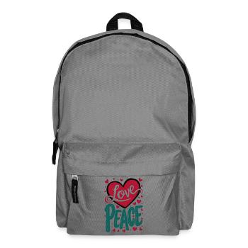 Love and Peace Heart Design - Backpack - elephant grey - Front