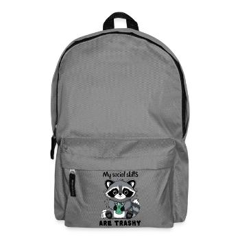 My Social Skills Are Trashy Cute Raccoon - Backpack - elephant grey - Front