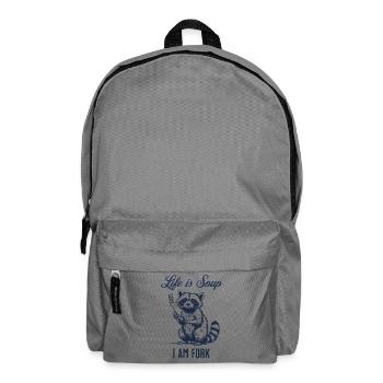 Funny Raccoon – Life is Soup - Backpack - elephant grey - Front