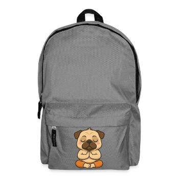 Süßer Mops Yoga Meditation Entspannung Cartoon - Rucksack - Mittelgrau - Vorne