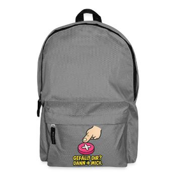 Gefällt dir? Dann + mich – Social Media Fun Shirt - Rucksack - Mittelgrau - Vorne
