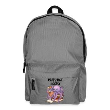Reading Octopus in Stack of Books Book Gift - Backpack - elephant grey - Front