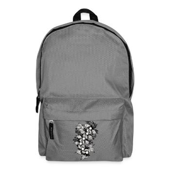 Schwarzweiß Blumenspirale - Rucksack - Mittelgrau - Vorne