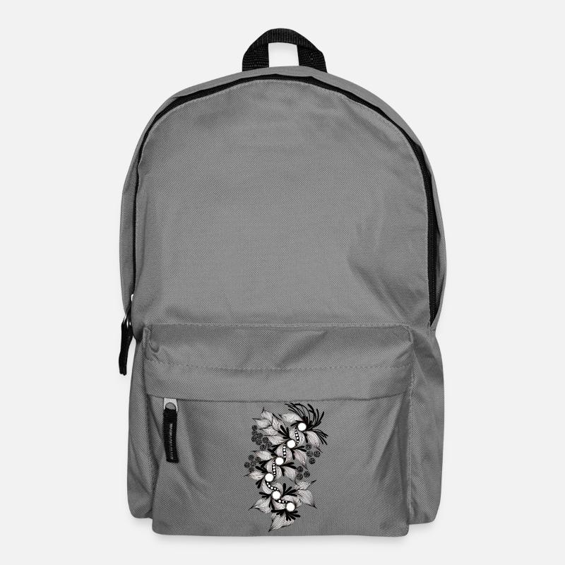 Black and White Flower Spiral - Backpack - elephant grey