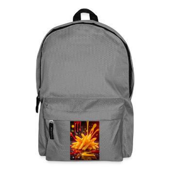 Golden French fries glowing in bright neon color s - Backpack - elephant grey - Front
