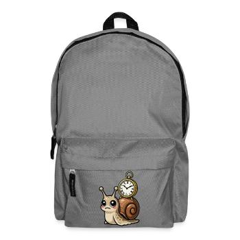 Snail with clock on shell - Backpack - elephant grey - Front