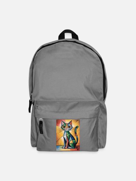 katze kubisch - Rucksack - Mittelgrau