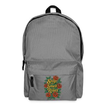 Halten Sie an und riechen Sie die Rosen blütig - Rucksack - Mittelgrau - Vorne