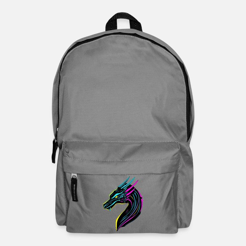 Neon Fury – Cyberpunk-Stil Drache - Rucksack - Mittelgrau