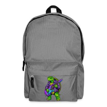 Turtle with jacket and neon electric guitar - Backpack - elephant grey - Front