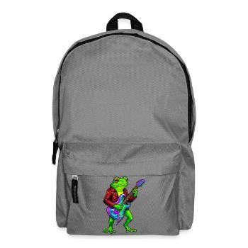 Frog with jacket and neon electric guitar - Backpack - elephant grey - Front