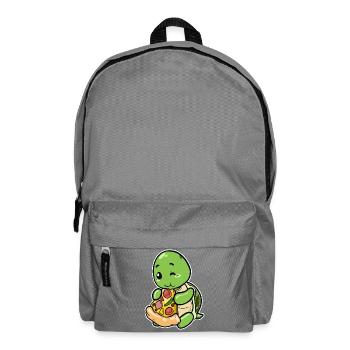 Cute Turtle with Pizza: Funny Foodie Motif - Backpack - elephant grey - Front