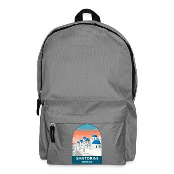 Santorini Griechenland Vintage-Reiseplakat - Rucksack - Mittelgrau - Vorne