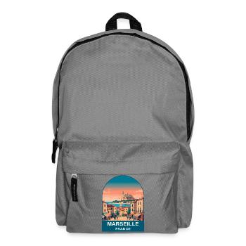 Marseille France Port City Vintage Travel Poster - Backpack - elephant grey - Front