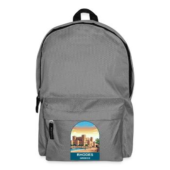 Rhodes Greece Vintage Travel Poster Art - Backpack - elephant grey - Front