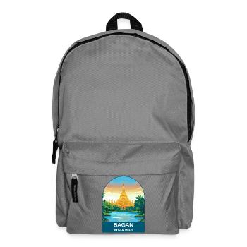 Bagan Myanmar Temple Vintage Travel Poster - Backpack - elephant grey - Front