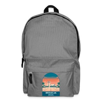 Brasilia Brazil Skyline Vintage Travel Poster - Backpack - elephant grey - Front