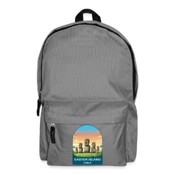 Osterinsel Chile Moai Vintage-Reiseplakat - Rucksack - Mittelgrau - Vorne