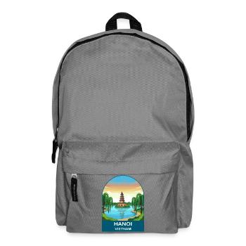 Hanoi Vietnam Pagode Vintage-Reiseposter - Rucksack - Mittelgrau - Vorne