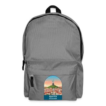 Quito Ecuador El Panecillo Vintage Travel Art - Backpack - elephant grey - Front