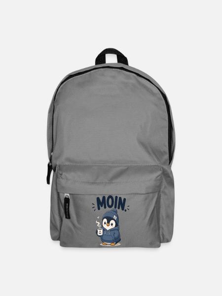Pinguin im Hoodie mit Kaffee - Rucksack - Mittelgrau