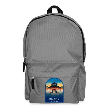 Insigne rétro de voyage du Temple du Ciel de Chine de Pékin - Sac à dos - gris éléphant - Devant