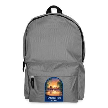 Hangzhou China West Lake Retro Sonnenuntergangsabzeichen - Rucksack - Mittelgrau - Vorne
