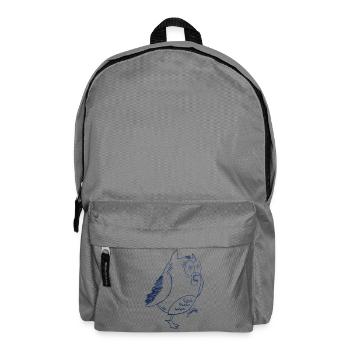 Blauer Sketchvogel mit Kulleraugen - Rucksack - Mittelgrau - Vorne