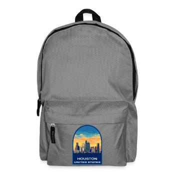 Houston Texas Skyline Retro Sonnenuntergangs-Reiseabzeichen - Rucksack - Mittelgrau - Vorne