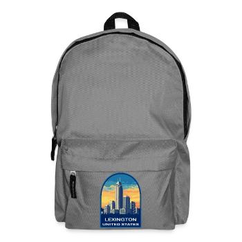 Lexington Kentucky Skyline Retro Sunset Badge - Backpack - elephant grey - Front