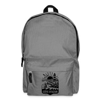 Côte d'Azur Silhouette Meer & Leuchtturm - Rucksack - Mittelgrau - Vorne