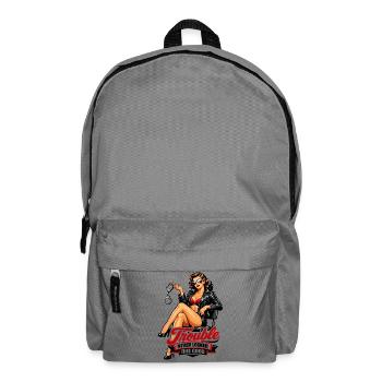 Pin-Up Biker Lady : Les ennuis avaient l’air bien - Sac à dos - gris éléphant - Devant