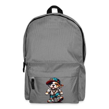 Cute Hip Hop Bulldog Puppy Streetwear Dog Merch - Backpack - elephant grey - Front