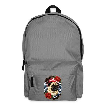Mops im japanischen Irezumi Tattoo Stil - Rucksack - Mittelgrau - Vorne