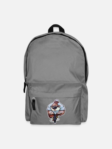 Biker Bär Cartoon auf BMX-Rad - Rucksack - Mittelgrau