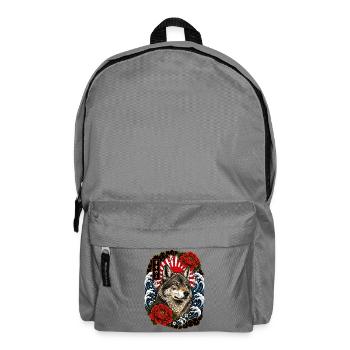 Wolf im japanischen Irezumi Tattoo Stil - Rucksack - Mittelgrau - Vorne