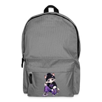 K-Pop-Katze im lila Hoodie - Rucksack - Mittelgrau - Vorne