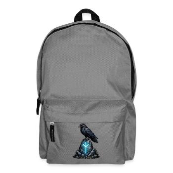 Rabe auf Runenfels mit Leuchtzeichen - Rucksack - Mittelgrau - Vorne