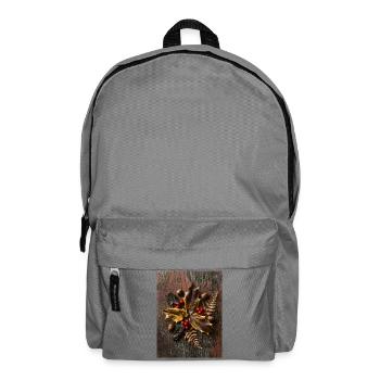 Autumn flat lay composition with holly leaves - Backpack - elephant grey - Front