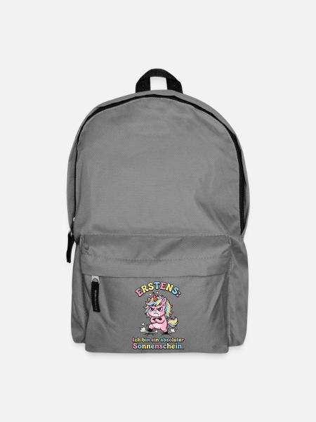 Erstens Ich bin ein absoluter Sonnenschein Einhorn - Rucksack - Mittelgrau