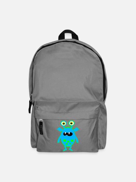 Neonblauer Monster mit großen Augen - Rucksack - Mittelgrau