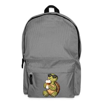 Schildkröte mit Latte Macchiato - Rucksack - Mittelgrau - Vorne