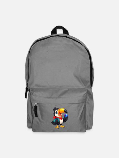 Tropischer Toucan mit Kristall - Rucksack - Mittelgrau