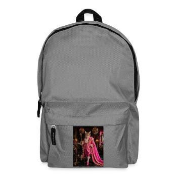 Königskatze im Rokoko-rosa Kostüm - Rucksack - Mittelgrau - Vorne