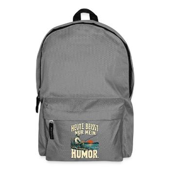 Angeln – Heute beißt nur mein Humor - Rucksack - Mittelgrau - Vorne