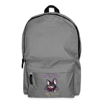 Lesende Fledermaus mit Kaffee Pixel Art - Rucksack - Mittelgrau - Vorne