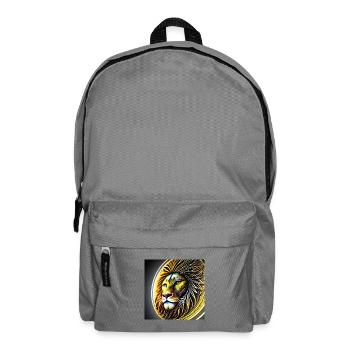 Lion géométrique doré circulaire - Sac à dos - gris éléphant - Devant